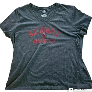 Womens MLB Washington Nationals Baseball Shirt Vneck 2XL